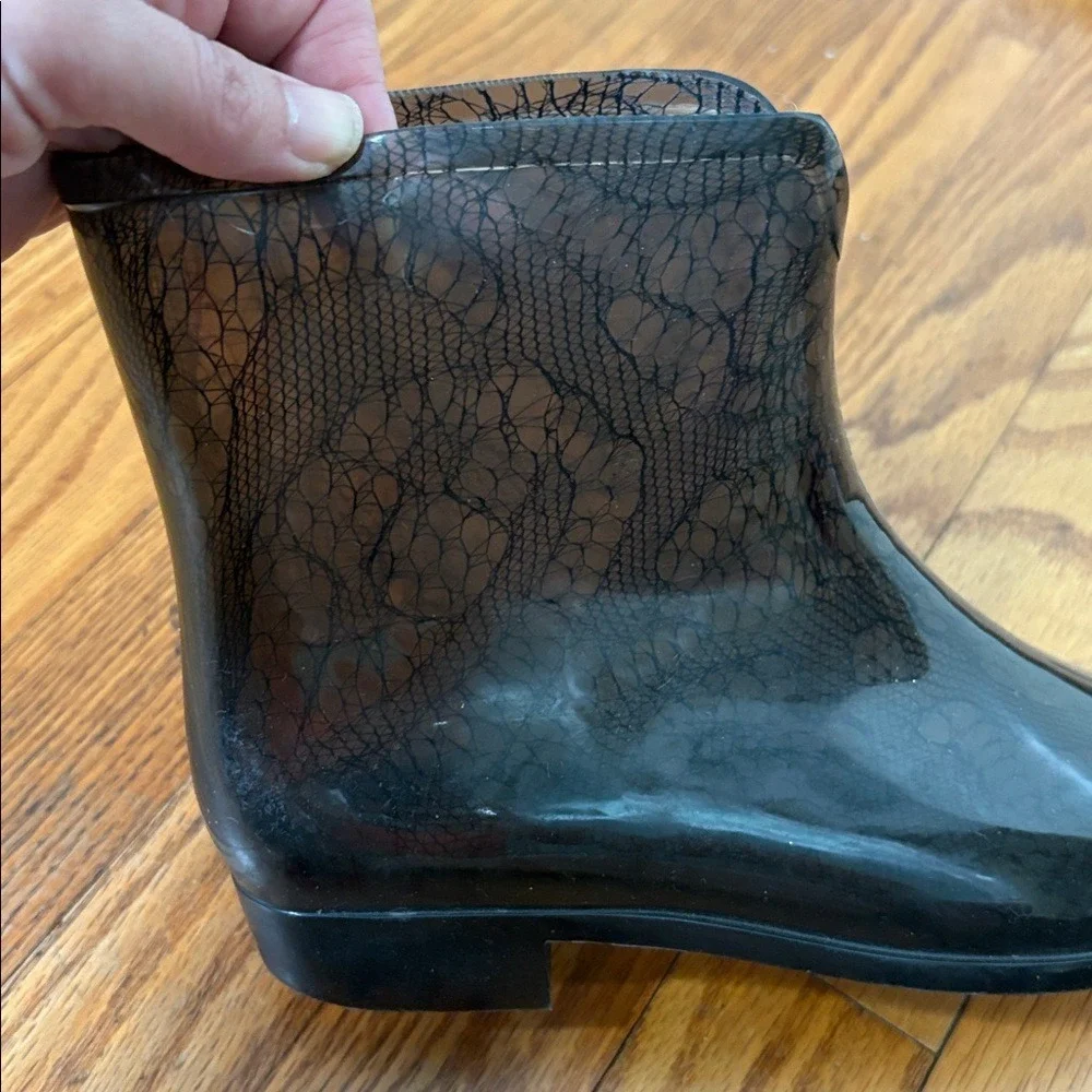 Mel‎ by Melissa Lace lined Jelly Rain Booties Black size 7